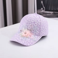 Berretto da baseball viola da donna con applicazioni floreali fatte a mano e perline - Taglia unica / Viola