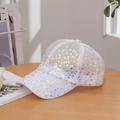 Glinsterende witte pailletten honkbalpet met ademend mesh voor zomerse zonbescherming - Wit