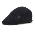 Macro detail of navy cotton ivy cap showing quilted texture and metal side buckle - Dark Blue Quilted Cotton (13#)