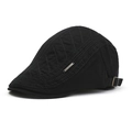 Detail view of cotton flat cap with diamond quilted side and metal adjustment buckle - Black Quilted Cotton (10#)