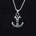 Vintage stainless steel skull anchor pendant necklace with engraved floral patterns - Pendant + Matching Chain