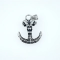 Vintage oxidized stainless steel skull anchor pendant necklace in gothic punk style - Pendant Only (No Chain)