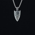 Viking triangle arrow pendant necklace in stainless steel with Helm of Awe symbols - Pendant With Chain (As Shown)