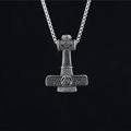 Colgante Martillo de Thor de acero inoxidable con símbolo Valknut y patrones celtas - Colgante Color Plata con Cadena