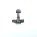 Collar de martillo Mjölnir vikingo de acero inoxidable con símbolos Valknut y nudos celtas - Colgante Color Acero Solo (Sin Cadena)