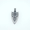 Viking triangle arrow pendant necklace in silver stainless steel with Norse symbols - Pendant Only (No Chain)