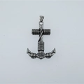 Retro stainless steel anchor cross necklace pendant with detailed rope texture in silver - Pendant Only (No Chain)