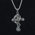 Pendente a croce in acciaio inossidabile con serpente e teschio su catena box stile punk - Ciondolo + Catena Coordinata