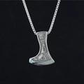 Colgante hacha vikinga plateada con Valknut y relieve de lobo en cadena box - Colgante Color Plata con Cadena