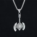 Collana con ciondolo a doppia ascia vichinga in acciaio inossidabile con bussola vegvisir - Pendente Con Catena Come Mostrato / Color Acciaio