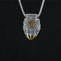 Pendente zampa d'orso vichingo con simbolo Valknut dorato su collana a catena d'acciaio - Ciondolo Bicolore Oro e Argento con Catena