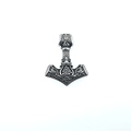 Colgante Martillo de Thor Mjölnir vikingo vintage con símbolo Valknut en acero antiguo - Colgante Color Acero Solo (Sin Cadena)