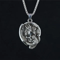 Collar con colgante de calavera y dragón punk en acero inoxidable vintage para hombre - Colgante Y Cadena