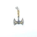 Colgante de hacha vikinga con relieves de águila dorada y detalles de alambre enrollado - Solo Colgante Dorado de dos Tonos (Sin Cadena)