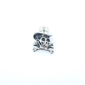 Retro punk style titanium steel skull pendant with top hat and crossbones on white background - Pendant Only (No Chain)