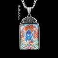 Collana retrò in acciaio inossidabile con pendente Thangka Mahakala dipinto a mano - Pendente Mahakala Solo (Senza Catena)