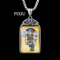 Collana in acciaio inossidabile retrò con ciondolo Pixiu dipinto a colori vivaci - Pendente Pi Xiu Solo (Senza Catena)