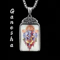Collana vintage in acciaio inossidabile con pendente Ganesha rettangolare e catena d'argento - Solo Pendente Ganesha (Senza Catena)