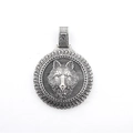 Collar con colgante de cabeza de lobo de acero inoxidable retro para hombre en plata - Solo Colgante (Sin Cadena)