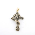 Collana con ciondolo a croce con teschio e dragone oro vintage in stile gothic punk - Solo Ciondolo Oro (Senza Catena)