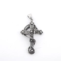Pendaglio croce gotica argento con teschio e drago avvolto in stile punk - Solo Ciondolo Colore Acciaio (Senza Catena)