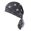 Elastische schwarze Piraten-Bandana mit Paisley-Muster für Sport und Radfahren - Schwarz