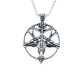 Collar con colgante de cabeza de cabra Baphomet gótico de acero vintage para hombre - Colgante + Cadena a Juego
