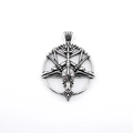 Collar con colgante Baphomet de cabeza de cabra vintage en plata negra para hombre - Solo colgante (Sin cadena)