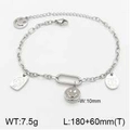 Bracciale smile in acciaio inossidabile argento con catena di estensione regolabile - Bracciale Argento