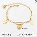 Bracciale smile in acciaio al titanio dorato con catena a maglie irregolari e ciondoli - Bracciale Oro