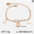 Bracciale in oro rosa con ciondolo a faccina e moneta in acciaio al titanio - Braccialetto Placcato Oro Rosa