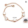 Bracciale a doppio strato in acciaio al titanio oro rosa con paillettes in conchiglia - Oro rosa
