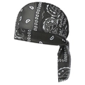 Dunkelgraues Paisley-Durag mit langen Bändern aus elastischem Stoff für Sportler - Armeegrün