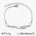 Silver chain bracelet with rectangular zircon modules and lobster clasp for women - Steel