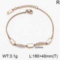 Chic rose gold titanium steel chain bracelet with white shell inlays and crystals - Rose Gold