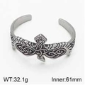 Vintage Viking eagle open bangle in silver finish with Celtic knot details, 61mm inner - Viking Eagle Celtic Knot (Style B)