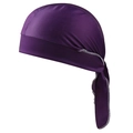 Dunkelvioletter Satin Durag mit weißer Naht und langen Bändern für Herren - Einfarbig Dunkelviolett