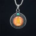 Retro turquoise Thangka necklace featuring a Jambhala deity pendant in silver finish - Style D Yellow Wealth God Pendant Only (Without Chain) (5296361994006)