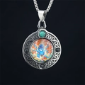 Vintage Mahakala Buddhist pendant necklace with turquoise beads on silver box chain - Light Color Mahakala Pendant Only (Without Chain) (5296361994008)