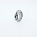 Vintage stainless steel ring with nordic rune engravings and hammered silver texture - US 7 / Single Ring