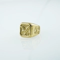 Vintage-Adler-Siegelring aus vergoldetem Edelstahl mit dekorativen Sonnenstrahl-Details - US 7 / Gold