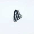 Gothic punk coffin ring in vintage silver with relief engraving and adjustable band - US 7 / Steel
