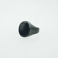 Men's gunmetal oval signet ring with polished black inlay on a white background - US 7 / Black Black Base (Black Band With Black Stone)