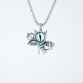 Collana diavolo in acciaio al titanio con ciondolo pietra occhio di gatto blu per uomo e donna - Pendente Con Catena Come Mostrato / Grigio