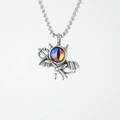 Collana con pendente piccolo diavolo in acciaio al titanio e occhio arcobaleno - Pendente Con Catena Come Mostrato / Colorato