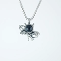 Collana con ciondolo piccolo diavolo in acciaio al titanio con pietra nera e catena - Pendente Con Catena Come Mostrato / Nero