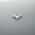 Minimalist ring featuring round white opal stone on polished silver stainless steel band - US 4 / White Opal Ring