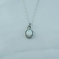 Elegant titanium steel necklace featuring a teardrop opal pendant with diamond accents - Waterdrop Style (C) / Pendant with Necklace / White