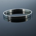 Brazalete minimalista de acero plateado con strass cuadrado y acabado cepillado - Brazalete Plateado Mujer 6mm