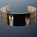 Polished gold adjustable open bangle bracelet with mirror finish and brushed inner texture - Men's (Large) / Rose Gold